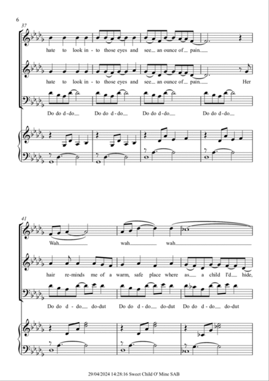 Sweet Child O' Mine 3-Part scores gallery preview page 6