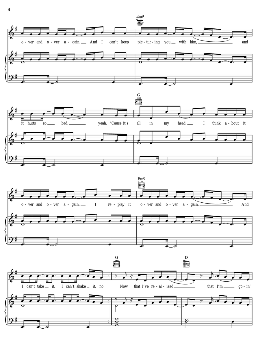 Over And Over Piano, Vocal, Guitar scores gallery preview page 4