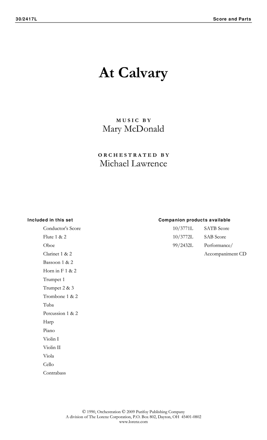 At Calvary - Orchestral Score and Parts