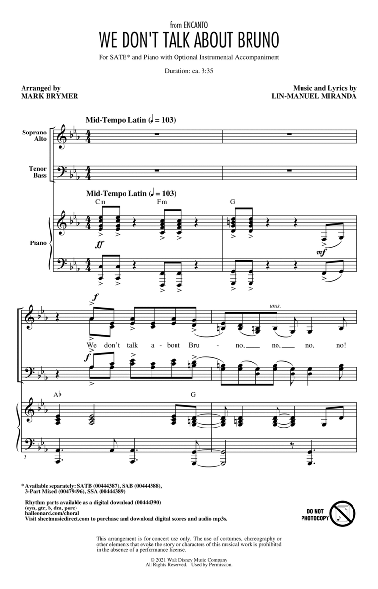 We Don't Talk About Bruno (from Encanto) - SATB Choir