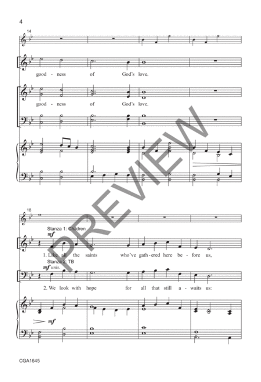God's Love Is Alive in Us SATB + Unison) 4-Part scores gallery preview page 4