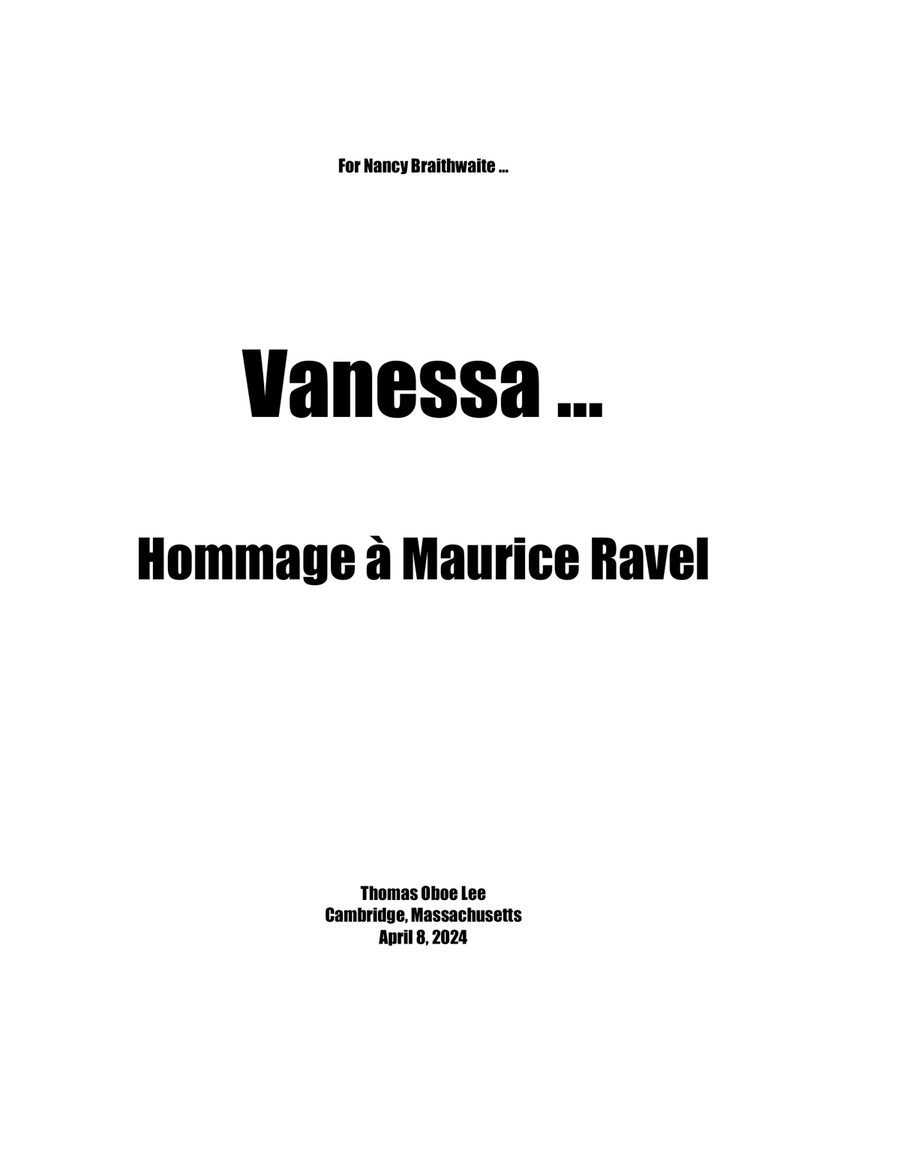 Vanessa ... Hommage à Maurice Ravel (2024) - Score Only Small Ensemble scores gallery preview page 1