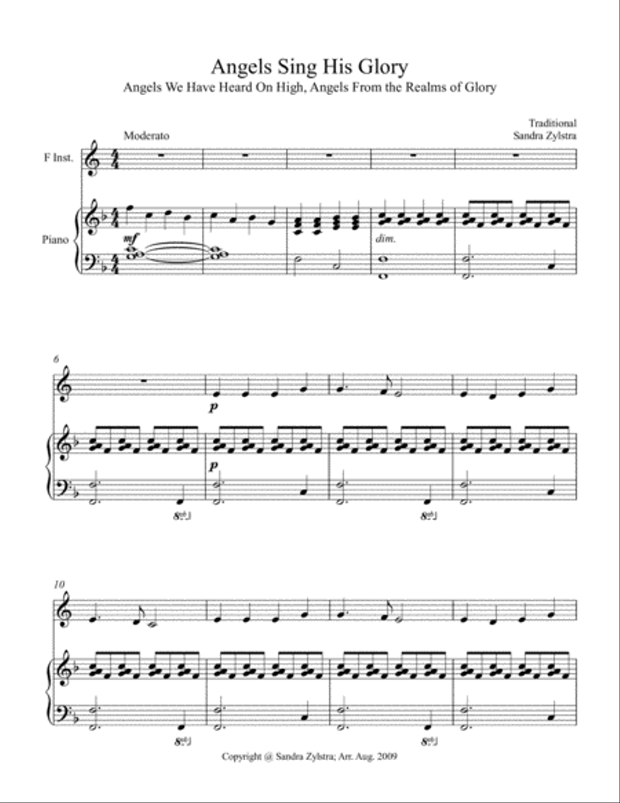 Angels Sing His Glory (treble F instrument solo) Horn scores gallery preview page 2