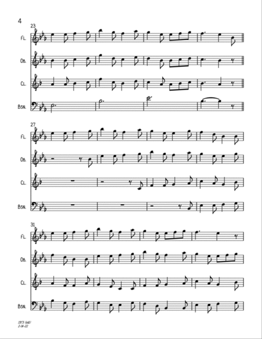 I Saw Three Ships (Wind Quartet) I Saw Three Ships (Wind Quartet) Woodwind Quartet scores gallery preview page 4