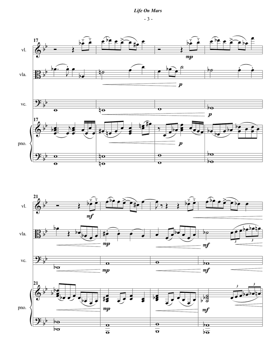 Life On Mars Piano Quartet scores gallery preview page 3