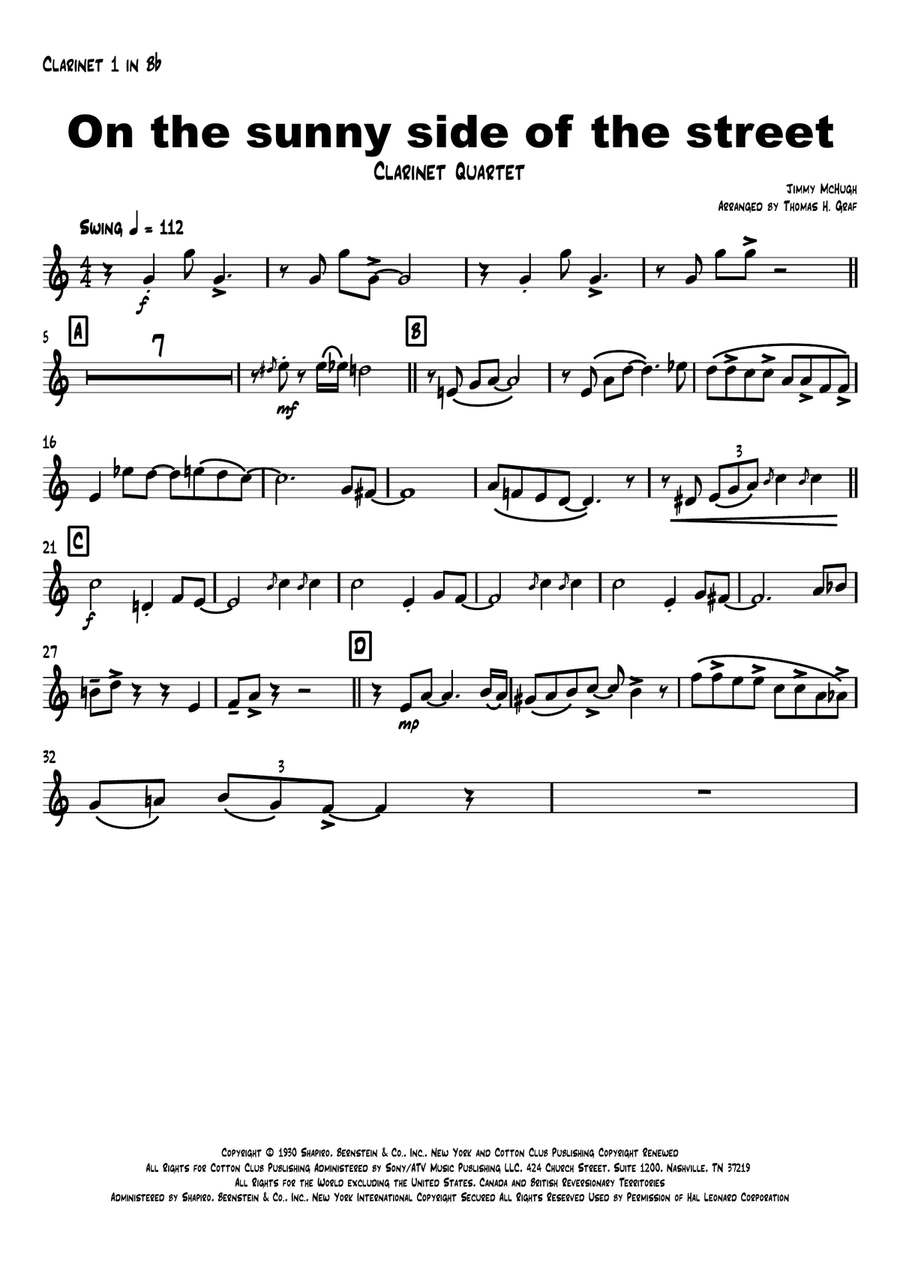On The Sunny Side Of The Street Clarinet Quartet scores gallery preview page 6