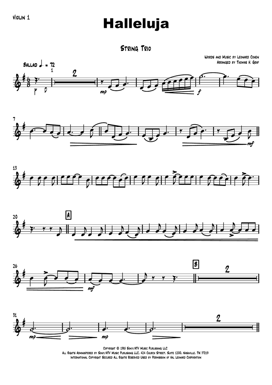 Hallelujah String Trio scores gallery preview page 5