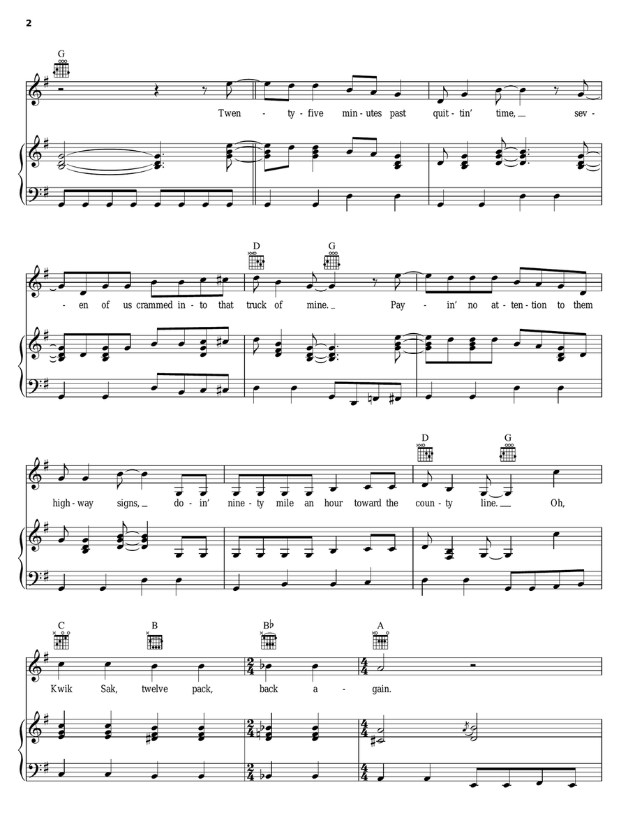 Beer Run (B Double E Double Are You In?) Piano, Vocal, Guitar scores gallery preview page 2
