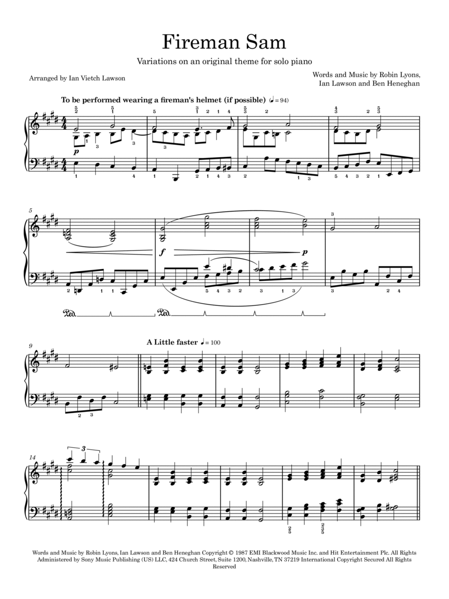 Fireman Sam Theme 3-Part scores gallery preview page 1