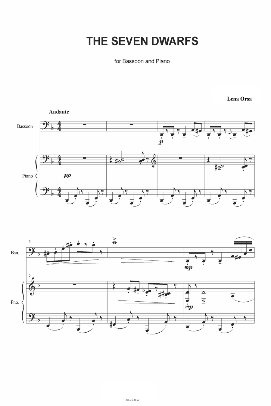 The Seven Dwarfs for Bassoon and Piano Bassoon Solo scores gallery preview page 2