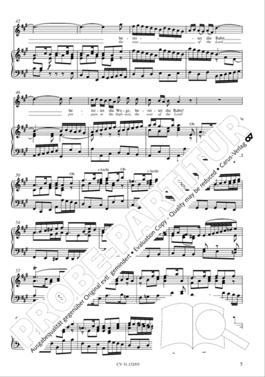 Prepare ye the highway of the Lord (Bereitet die Wege, bereitet die Bahn) 4-Part scores gallery preview page 6