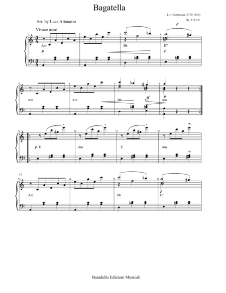 L. van Beethoven - Bagatella Op 119 n. 9  - With Chords Symbols