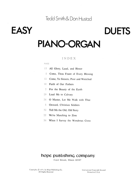 Easy Piano-Organ Duets-Digital Download