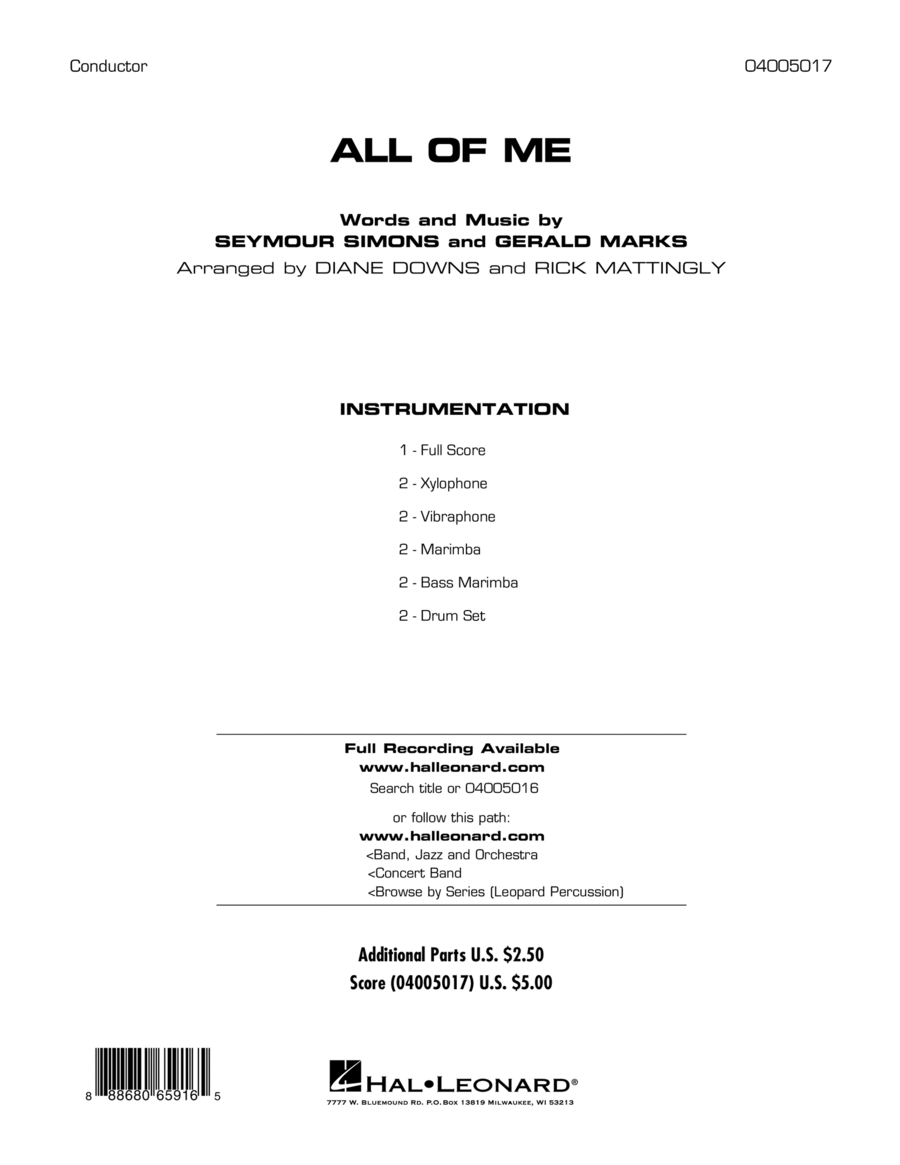 All of Me - Full Score Concert Band scores gallery preview page 1