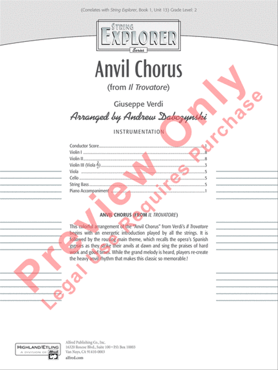 Anvil Chorus String Orchestra scores gallery preview page 2