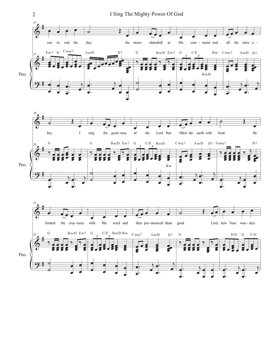 I Sing The Mighty Power Of God (Vocal solo - Piano accompaniment) Voice Solo scores gallery preview page 3