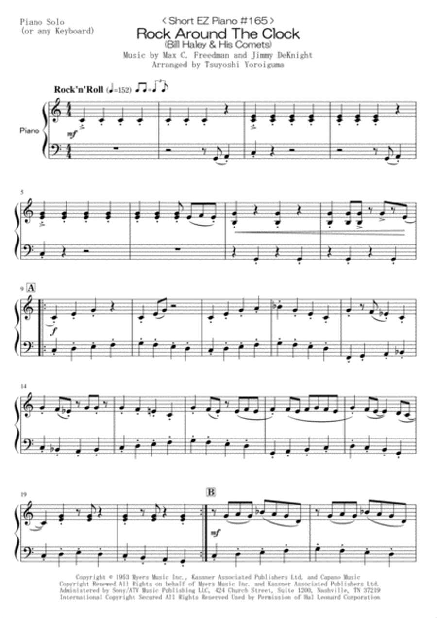Rock Around The Clock Easy Piano scores gallery preview page 1