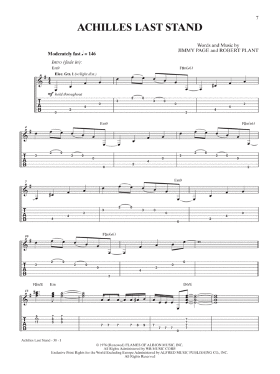 Led Zeppelin -- Presence Platinum Guitar Guitar Tablature scores gallery preview page 4