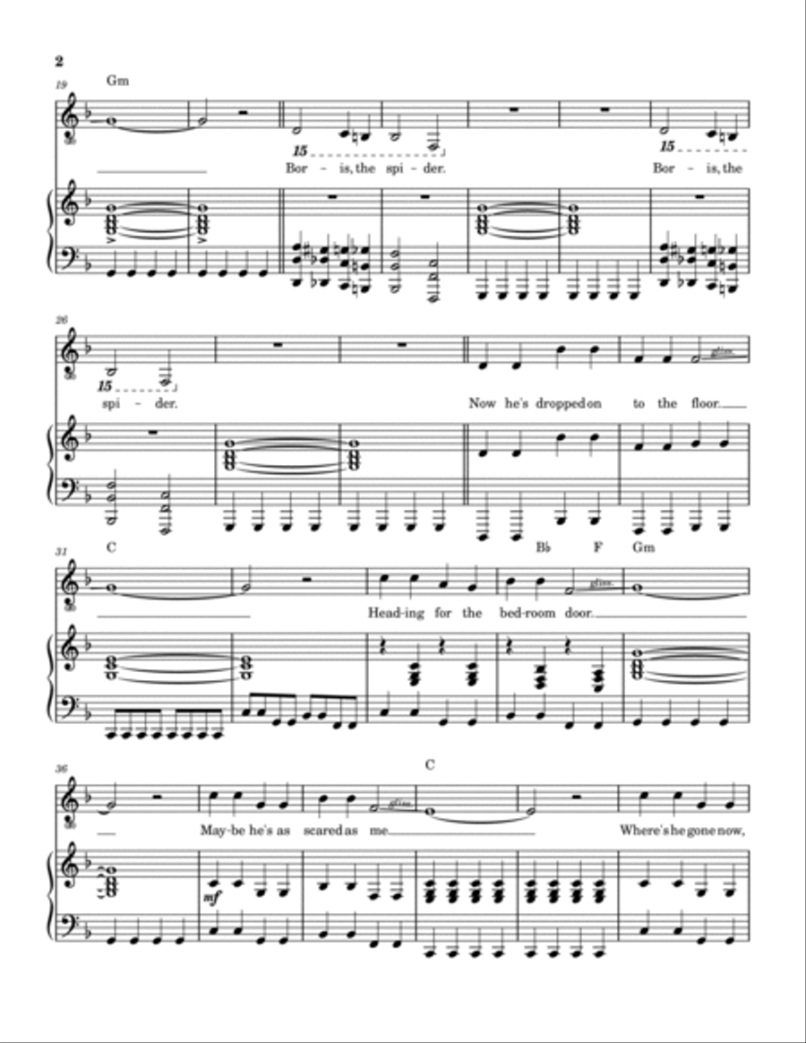 Boris The Spider Piano, Vocal, Guitar scores gallery preview page 3