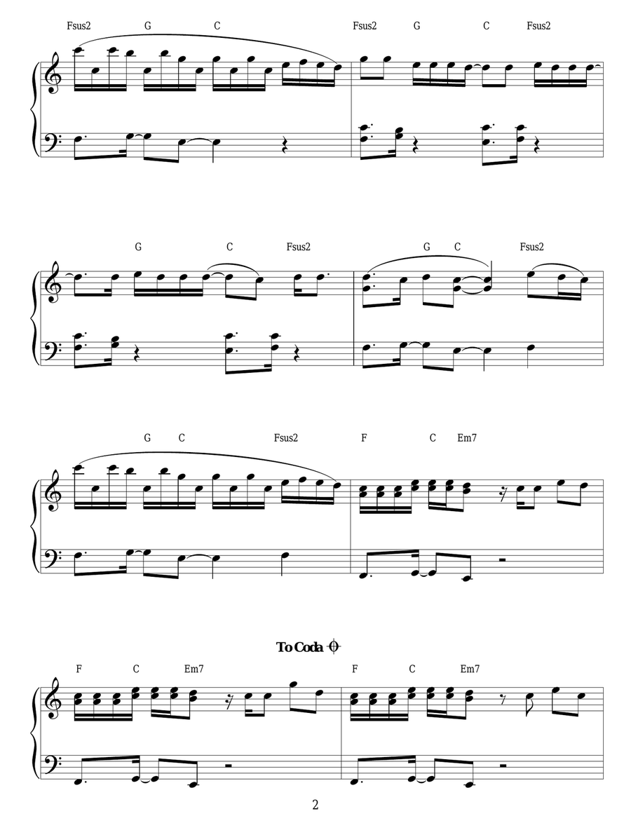 A Thousand Miles Piano Solo scores gallery preview page 2