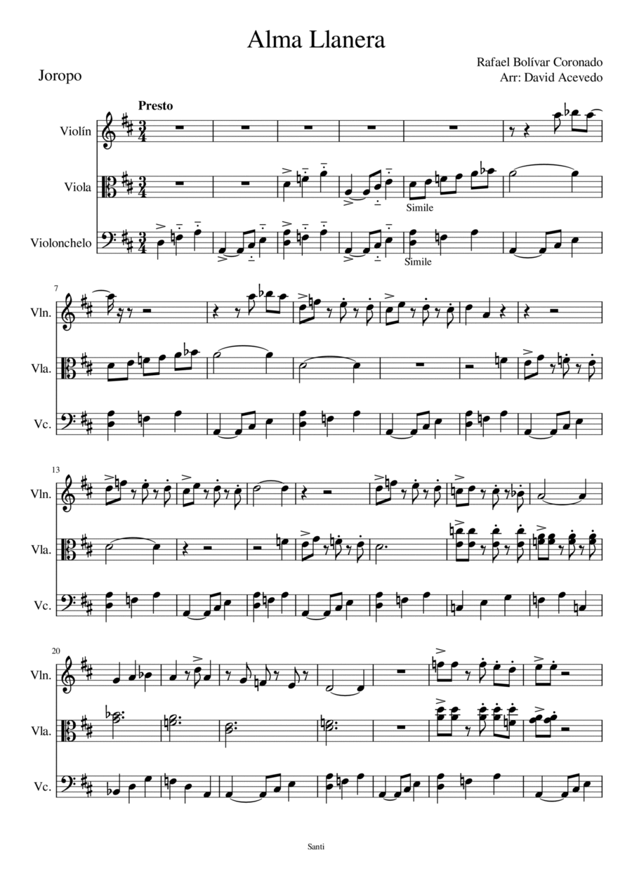 Alma Llanera String Trio scores gallery preview page 1