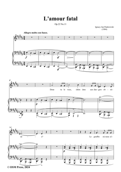 Paderewski-L'amour fatal(1904),Op.22 No.11,in g sharp minor