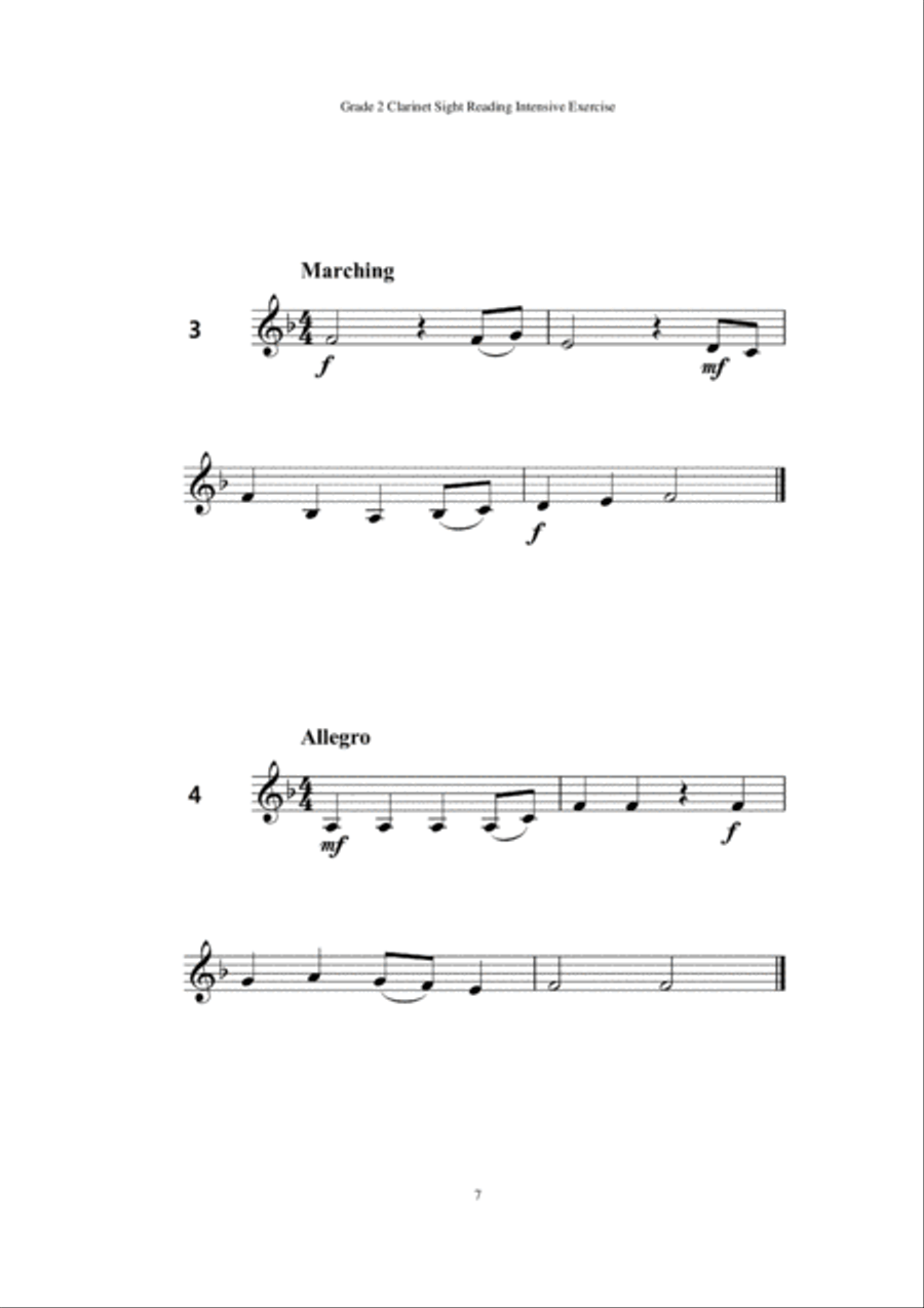 Grade 1 Clarinet Sight Reading Intensive Exercise Clarinet Solo scores gallery preview page 5