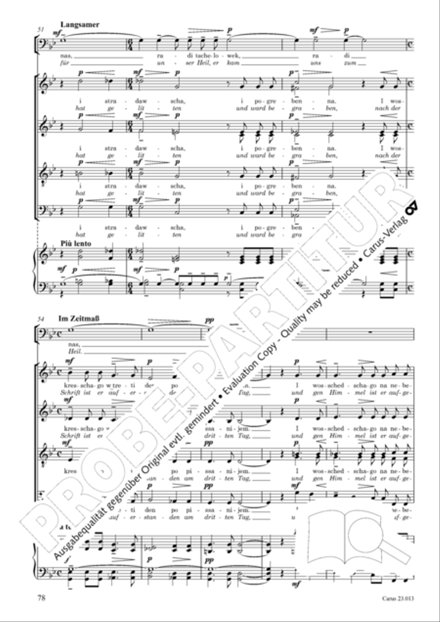 Liturgy of St. John Chrysostom op. 31 for mixed choir a cappella (Chrysostomos-Liturgie op. 31 fur Chor a cappella mit singbarem deutschem Text) A Cappella scores gallery preview page 100