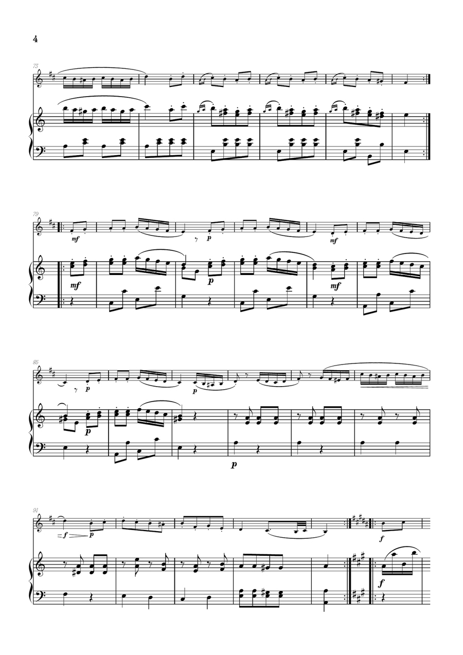 Rondo Alla Turca (Turkish March) • clarinet sheet music with piano accompaniment B-Flat Clarinet scores gallery preview page 4