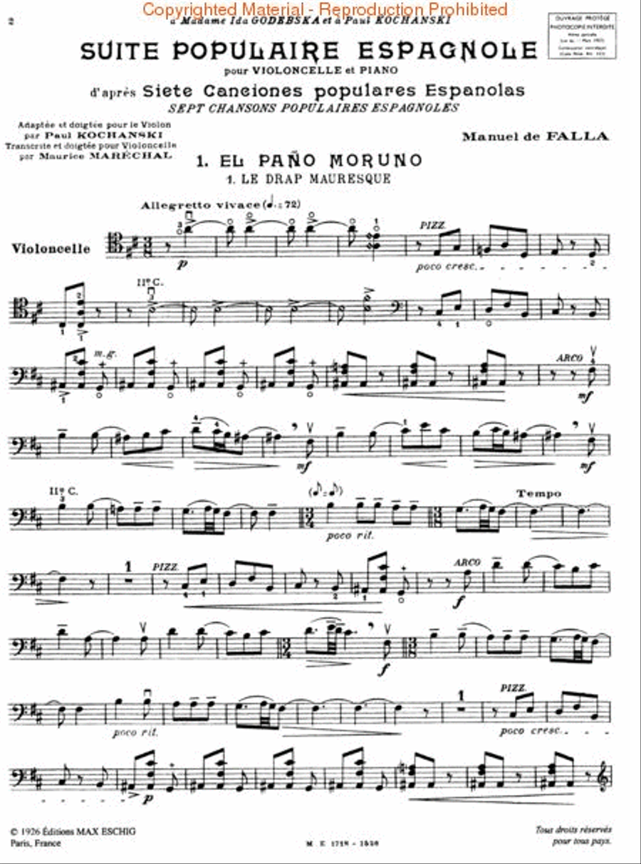 Suite Populaires Espagnole Piano Accompaniment scores gallery preview page 2