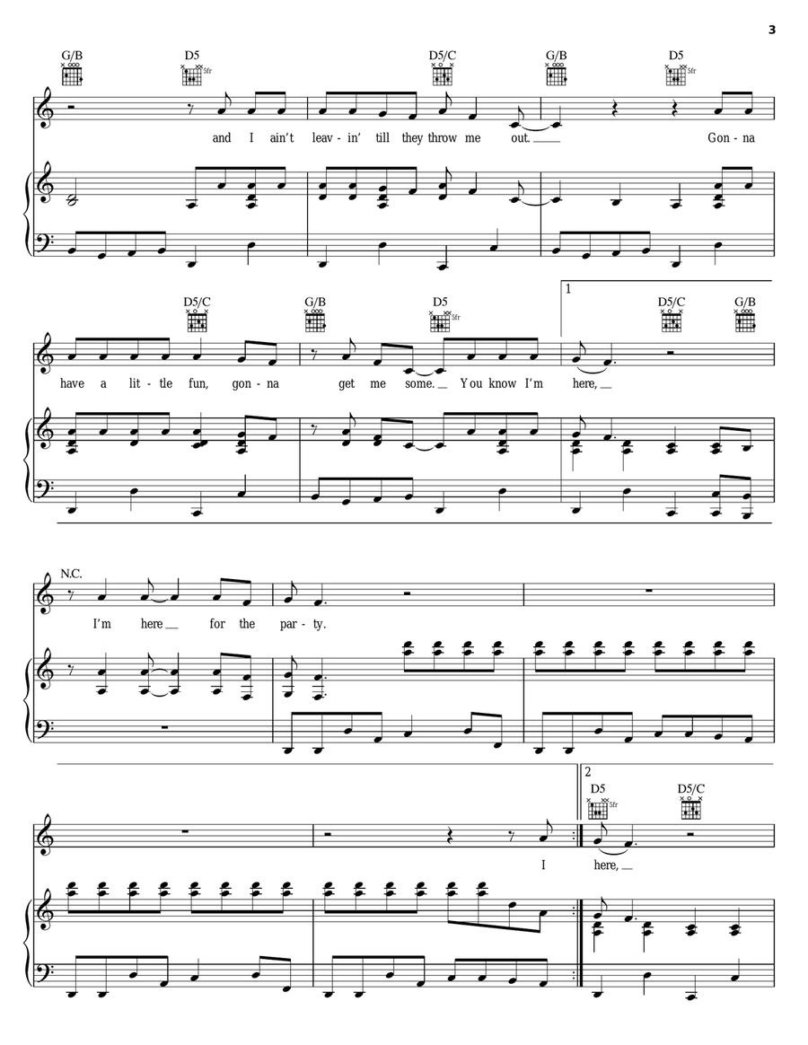Here For The Party Piano, Vocal, Guitar scores gallery preview page 3