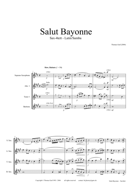 Salut Bayonne - Samba, Saxophone Quartet image number null