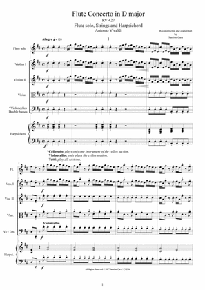 Vivaldi - Flute Concerto in D major RV 427 for Flute solo, Strings and Harpsichord