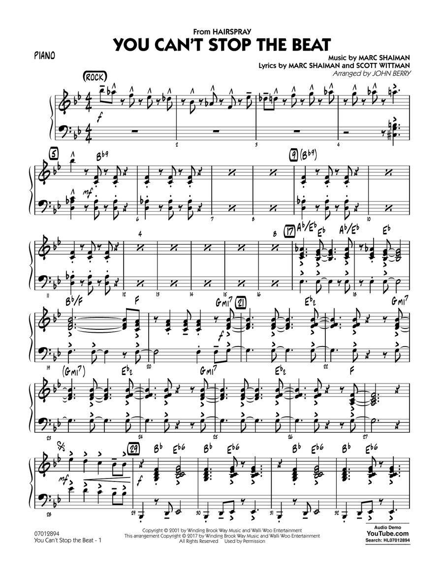 You Can't Stop the Beat (from Hairspray) - Piano Jazz Ensemble scores gallery preview page 1