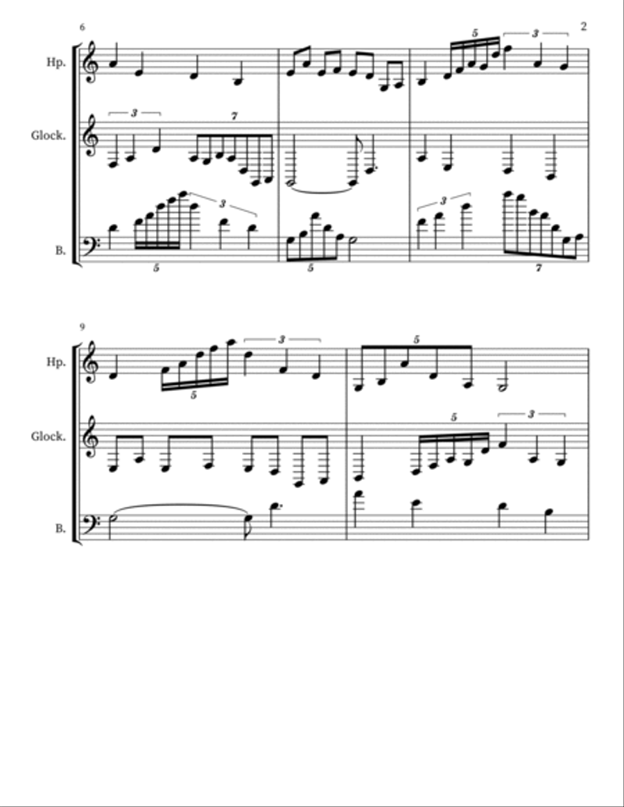 Z 222 for Harp, Glockenspiel & Upright Bass Double Bass scores gallery preview page 2