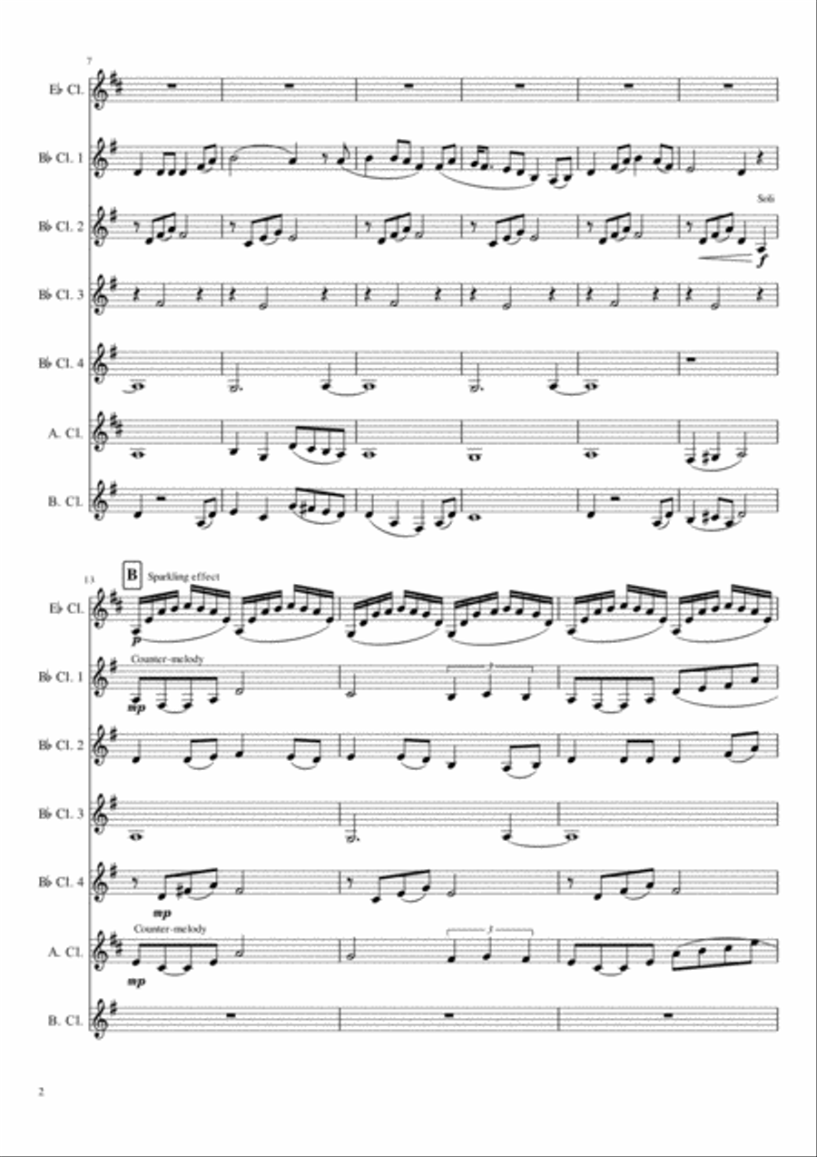 Loch Lomond - Scottish Folk Melody for Clarinet Choir or Quintet Woodwind Quintet scores gallery preview page 2