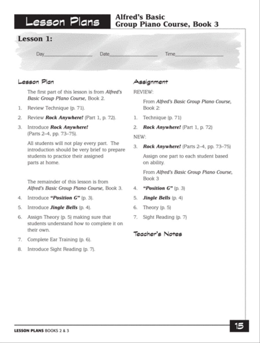 Alfred's Basic Group Piano Course Teacher's Handbook, Book 3 & 4 Piano Method scores gallery preview page 2