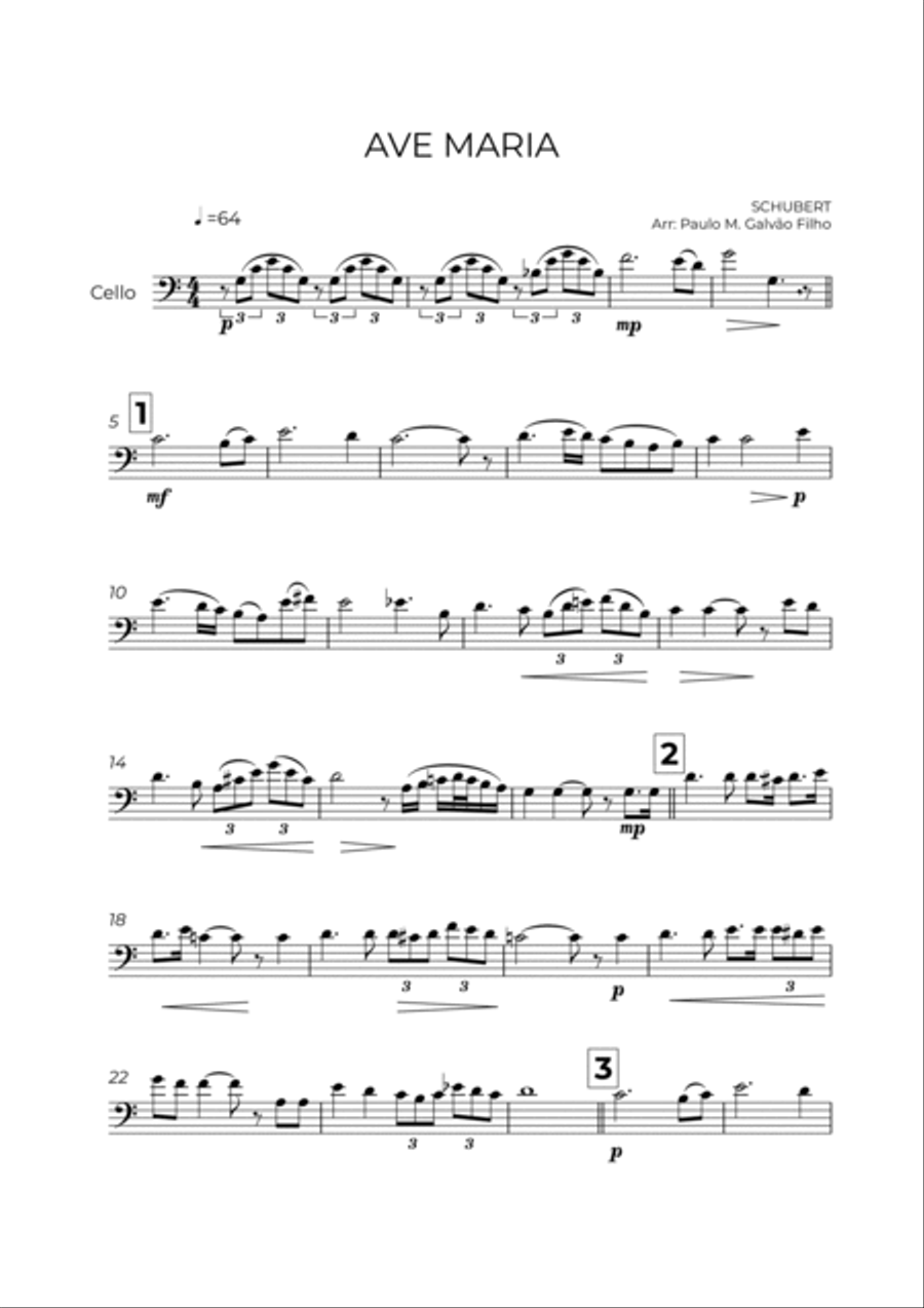 AVE MARIA - SCHUBERT – CELLO SOLO Cello Solo scores gallery preview page 2