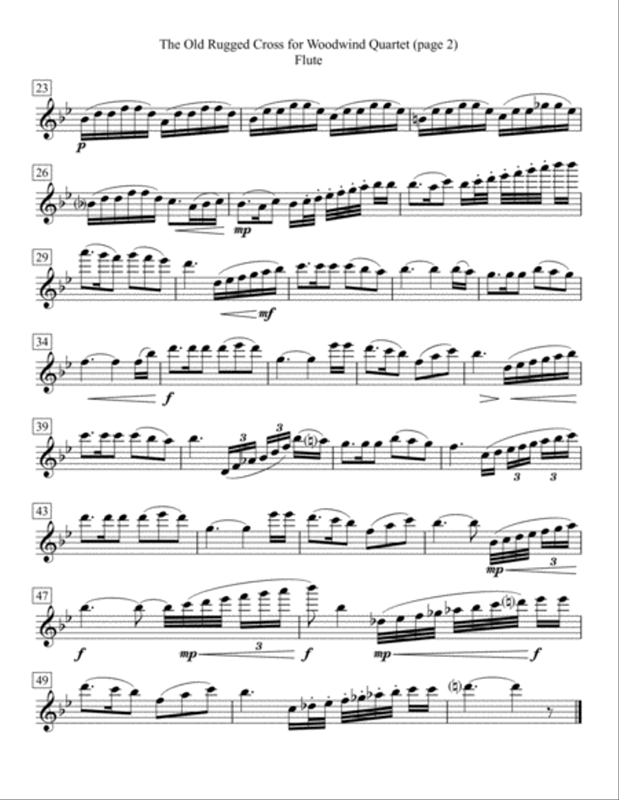 The Old Rugged Cross for Woodwind Quartet Woodwind Quartet scores gallery preview page 2