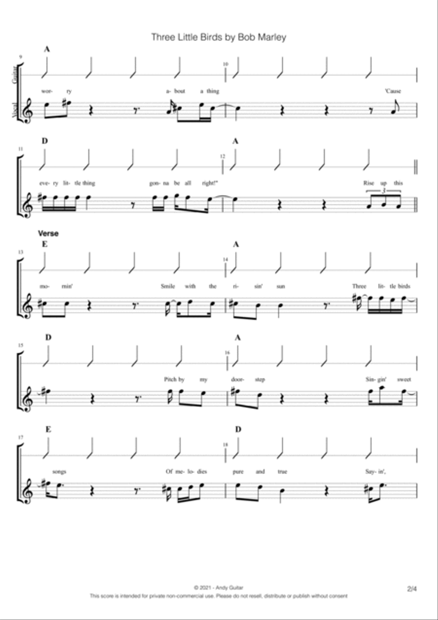 Three Little Birds Three Little Birds Guitar scores gallery preview page 2