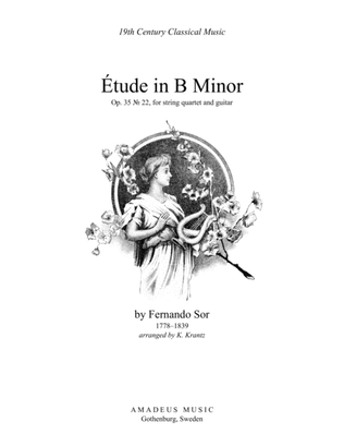 Book cover for Étude (study) in B Minor Op. 35 No. 22 for guitar and string quartet