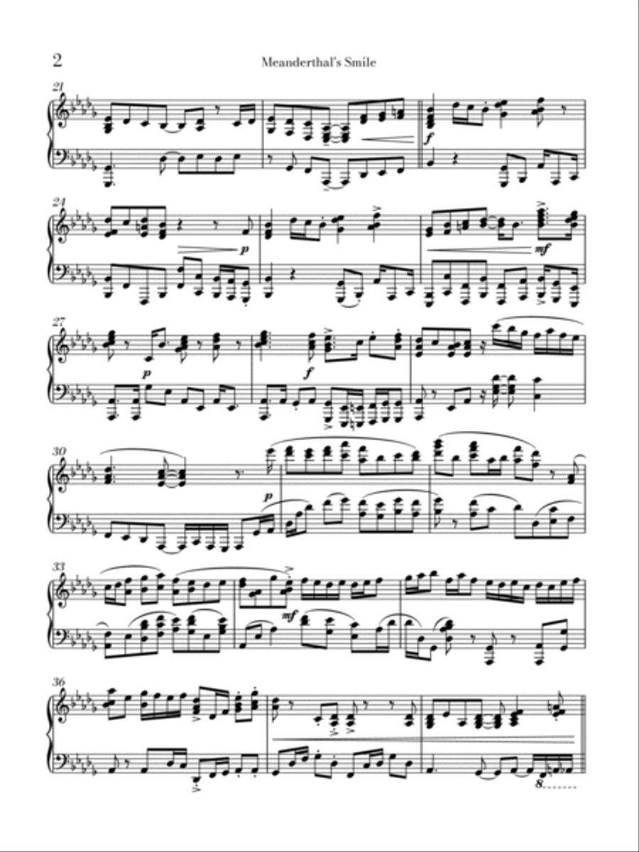 Meanderthal’s Smile Meanderthal’s Smile Piano Solo scores gallery preview page 2