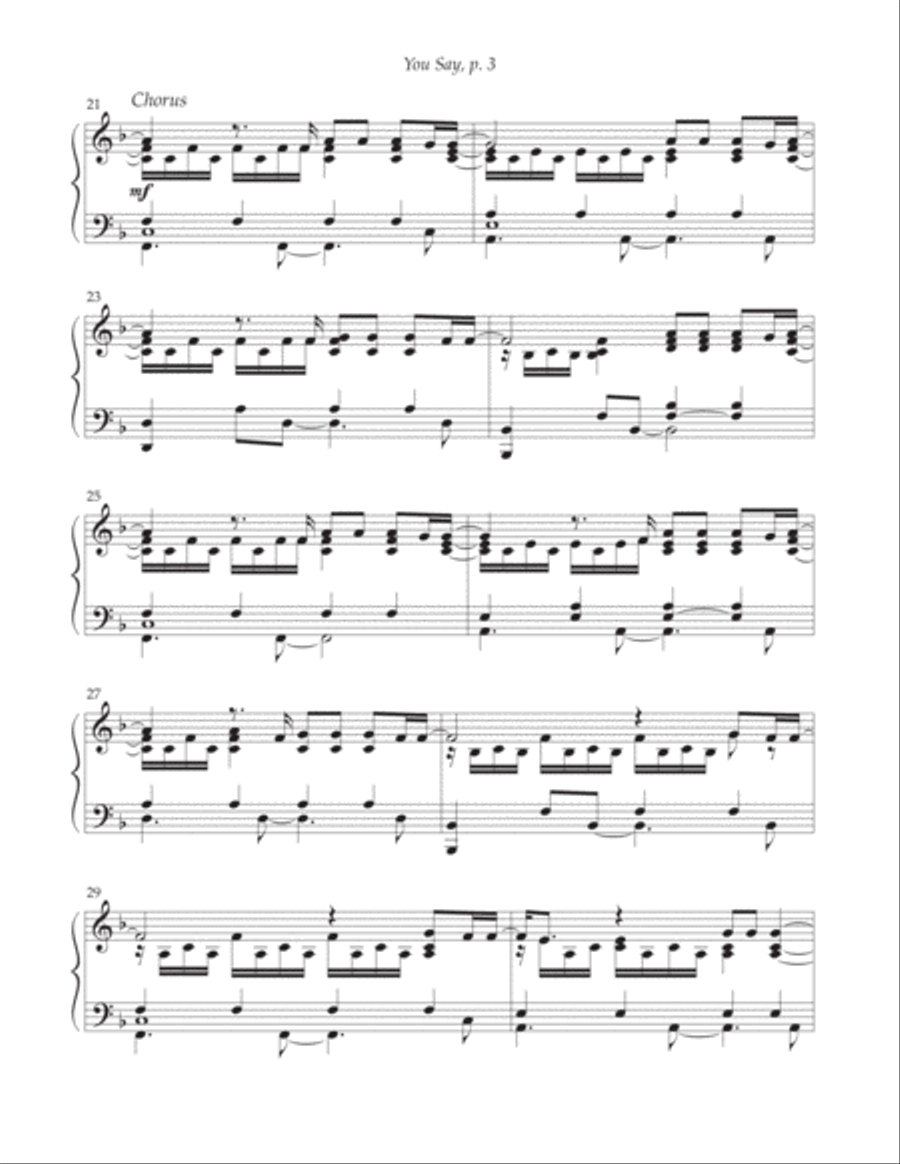 You Say Piano Solo scores gallery preview page 3