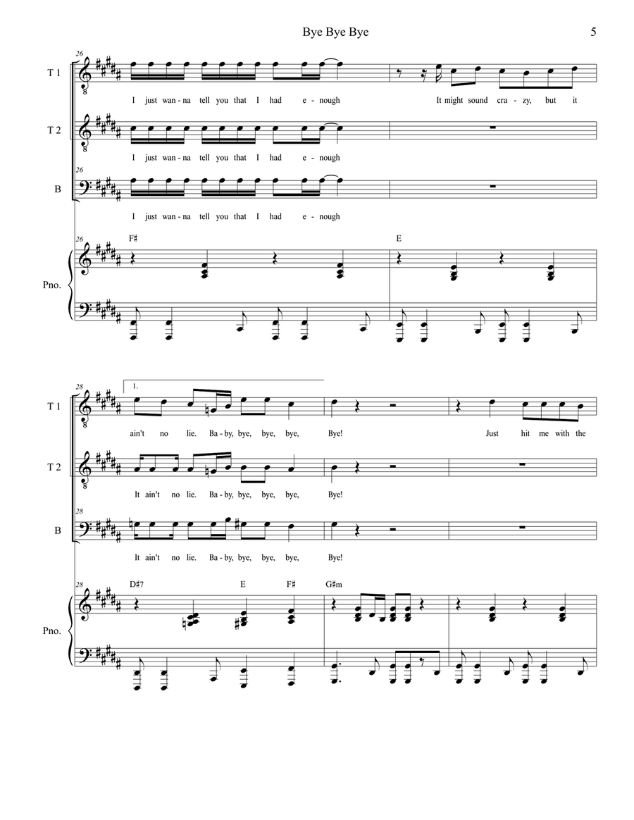 Bye Bye Bye TTB scores gallery preview page 5