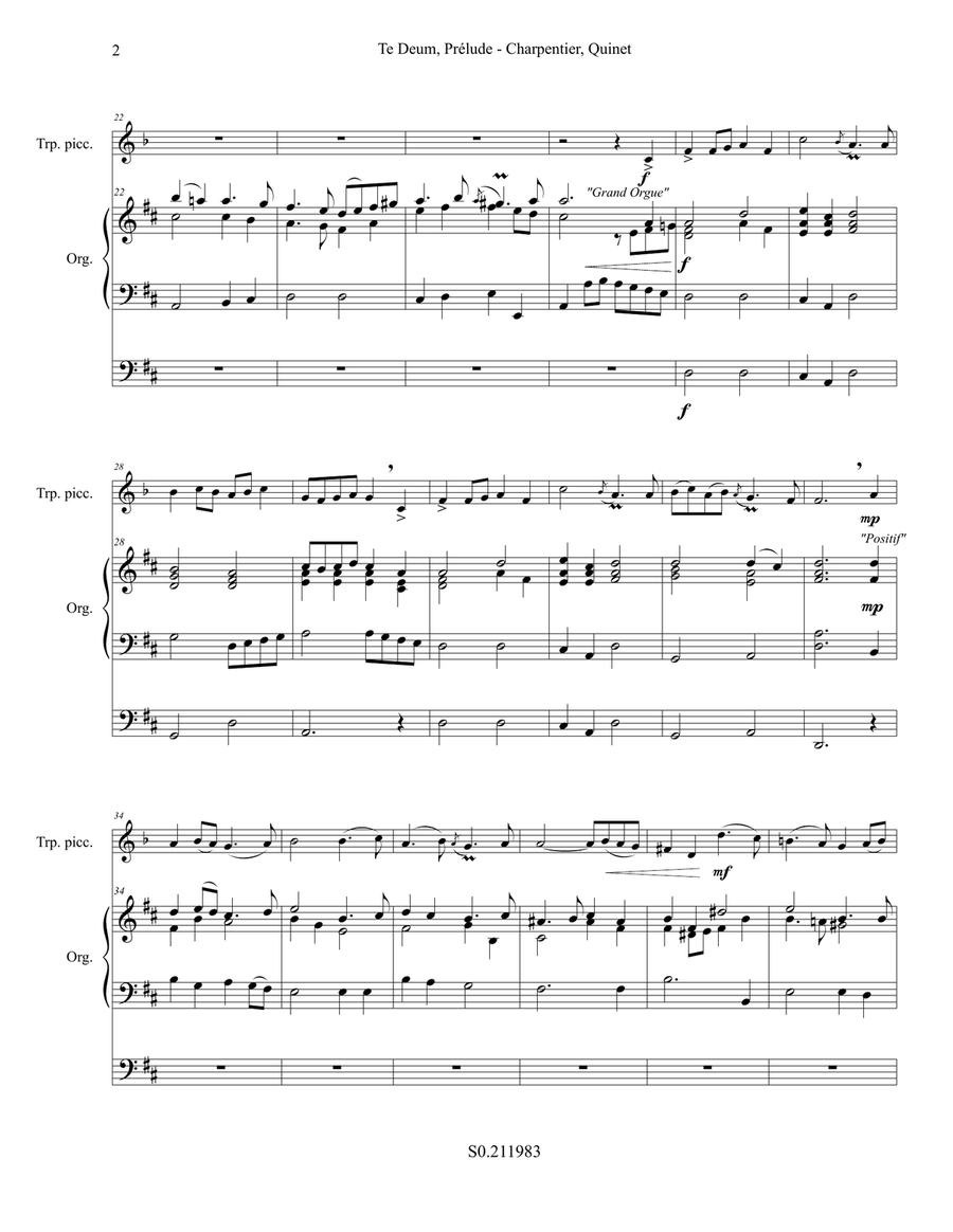 Te Deum, Prelude for trumpet & organ Trumpet Duet scores gallery preview page 4