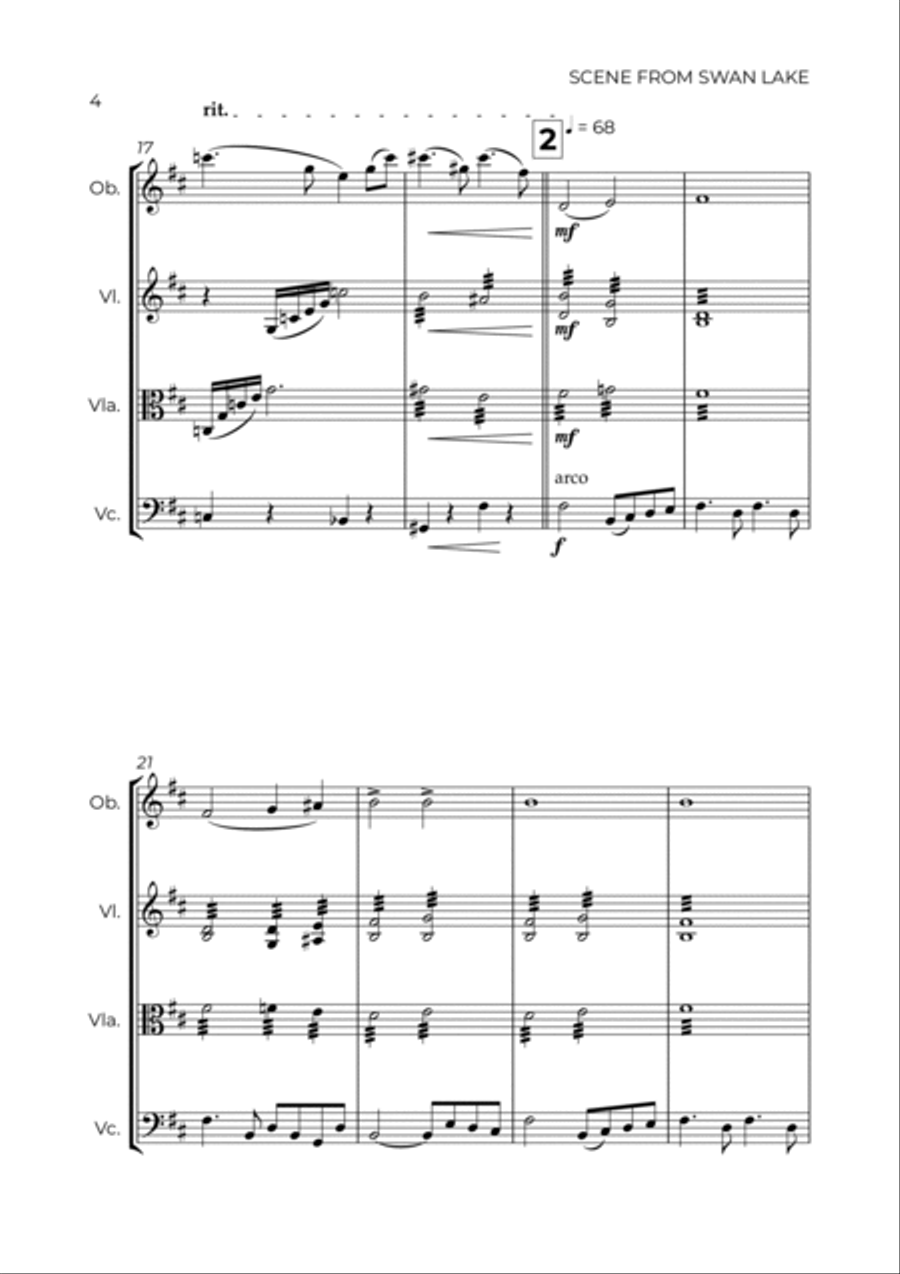 SCENE FROM SWAN LAKE - TCHAIKOVSKY – OBOE, VIOLIN, VIOLA & CELLO Oboe scores gallery preview page 4