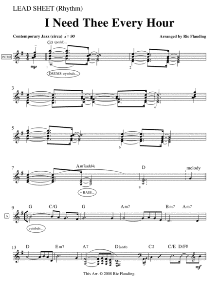 I Need Thee Every Hour (Lead Sheet) image number null