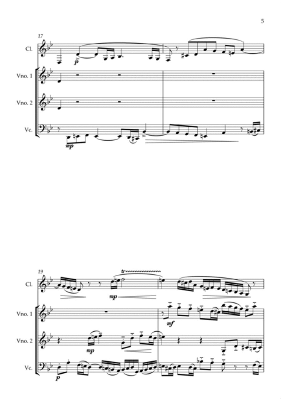Invention in G minor for quartet Clarinet scores gallery preview page 5