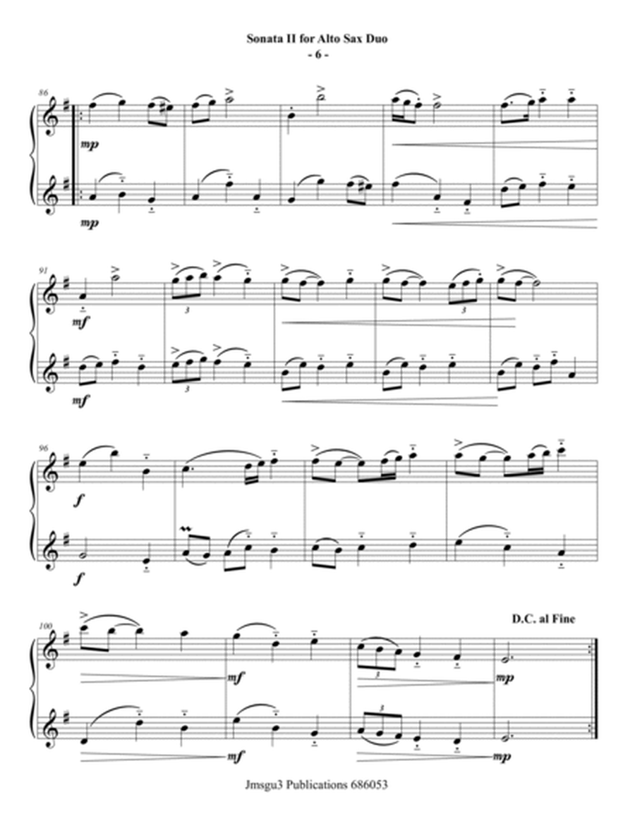 Sammartini: Sonata Op. 1 No. 2 for Alto Sax Duo image number null