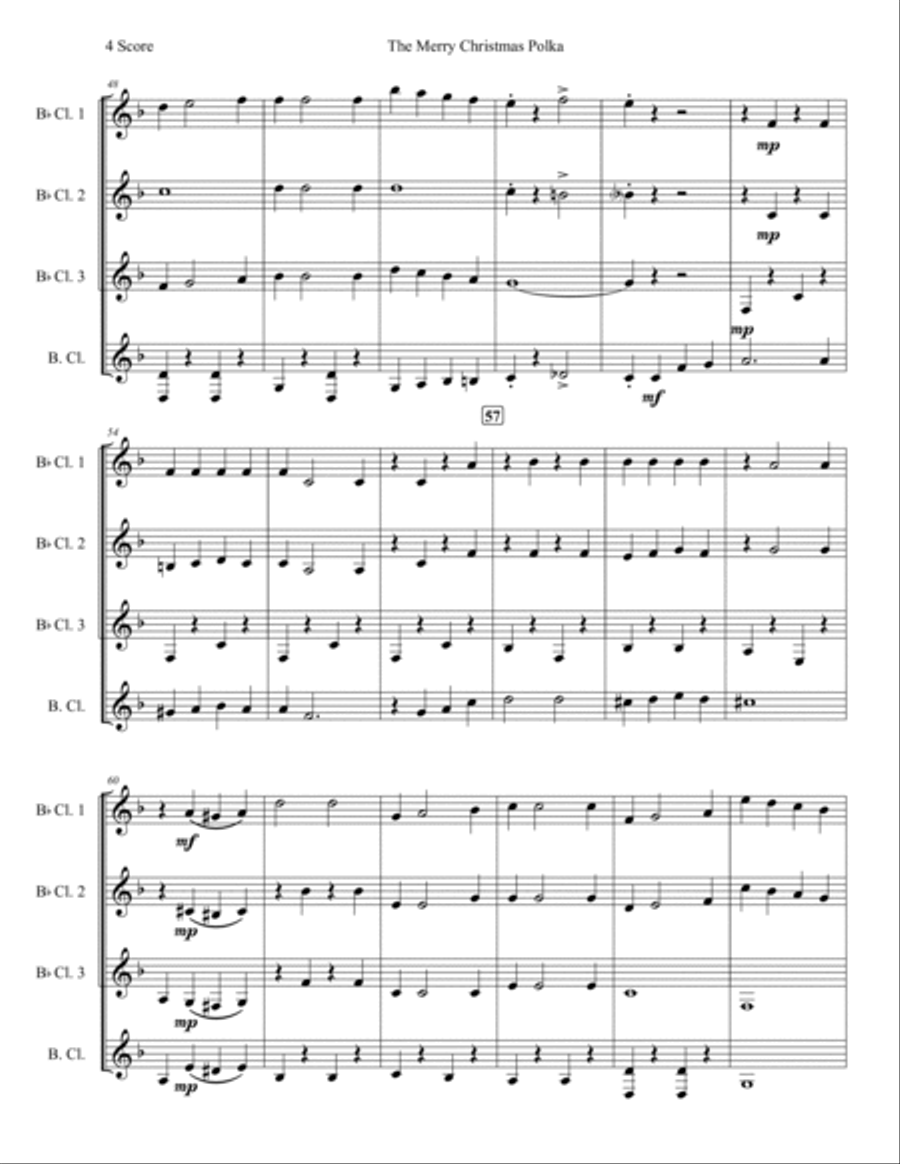 The Merry Christmas Polka Woodwind Quartet scores gallery preview page 5
